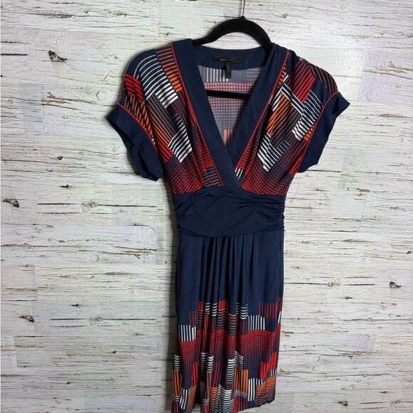 BCBGMaxAzria Blue and Red Pleated Mini Dress size xs - Picture 1 of 6